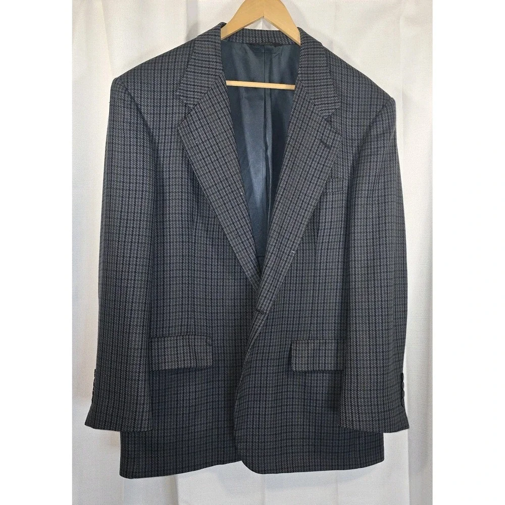Nordstrom Blazer Mens 46R Houndstooth 100% Wool Sport Coat Jacket **Moth Holes**